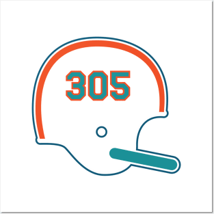 Miami Dolphins 305 Helmet Posters and Art